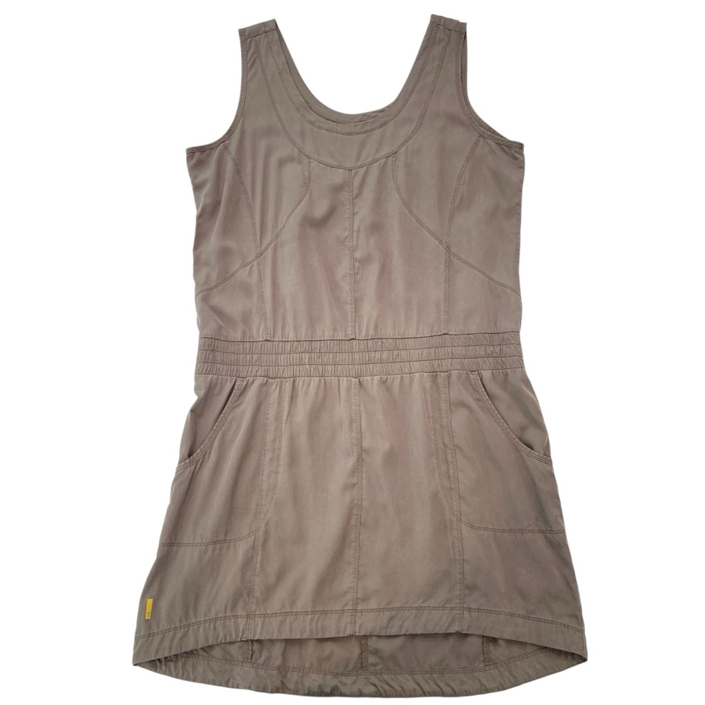 Lole summer shirt dress UPF50 elastic waist zip pocket scoop neck brown SIZE XL